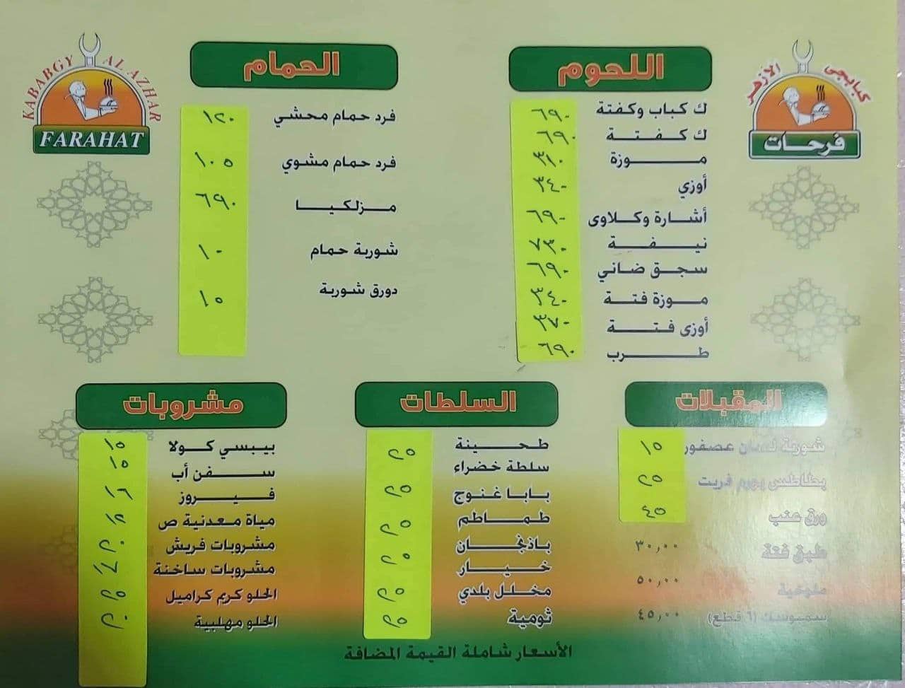 أسعار منيو عروض و رقم فروع مطعم فرحات كبابجي الأزهر 2023